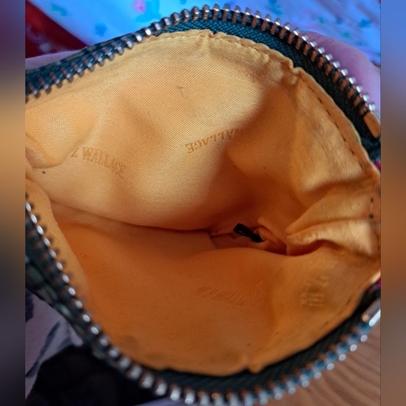 MZ Wallace Green Paisley Nylon & Leather Boho Casual Neutral Wristlet Purse Bag - Picture 3 of 6